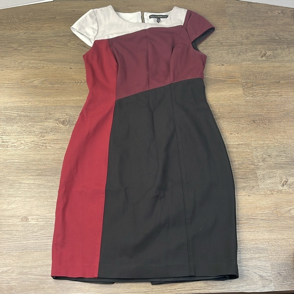 White House Black Market Women’s Cap Sleeve Colorblock Sheath Dress Size 8